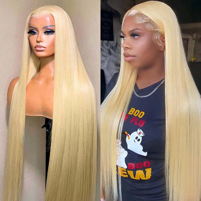 613 Blonde Hair Wig 360 HD Lace Frontal Human Hair Wigs Brazilian Straight Hair - KissLove Hair