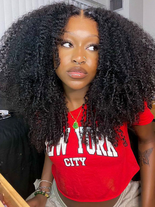 Kisslove Hair 300% Density Kinky Curly Hair Invisi Drawstring 7x5 Glueless Lace Wig - Kisslove Hair