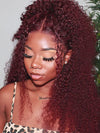 99J Dark Red Hair Jerry Curly Burgundy Wig 13x4 13x6 360 Transparent Lace Human Hair Wigs - KissLove Hair