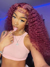 [Clearance] 99J Dark Red Deep Curly Hair 13x4 13x6 Lace Human Hair Wigs - KissLove Hair