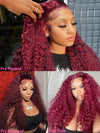 [Clearance] 99J Dark Red Deep Curly Hair 13x4 13x6 Lace Human Hair Wigs - KissLove Hair
