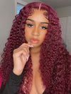 [Clearance] 99J Dark Red Deep Curly Hair 13x4 13x6 Lace Human Hair Wigs - KissLove Hair