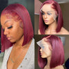 99J Burgundy Straight Bob Wig 13x4 13x6 Transparent Lace Human Hair Wigs - KissLove Hair