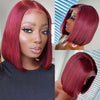 99J Burgundy Straight Bob Wig 13x4 13x6 Transparent Lace Human Hair Wigs - KissLove Hair