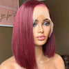 99J Burgundy Straight Bob Wig 13x4 13x6 Transparent Lace Human Hair Wigs - KissLove Hair