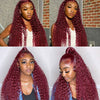 99J Dark Red Hair Deep Curly Burgundy Wig 13x4 13x6 360 Transparent Lace Human Hair Wigs - KissLove Hair