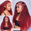 [Flash Sale] 99J Dark Red Deep Curly Hair 13x4 13x6 Lace Human Hair Wigs - KissLove Hair