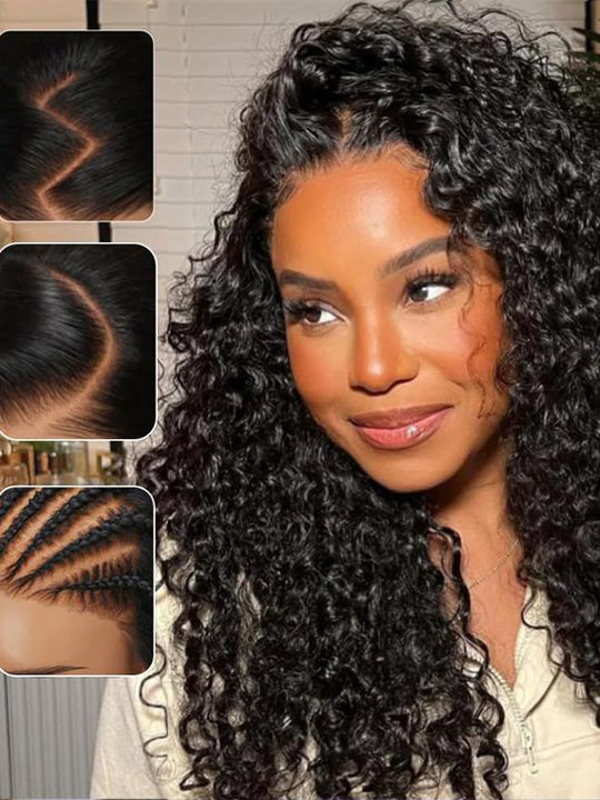 Kisslove Burmese Curly Hair 13x6 Full Lace Frontal Wig Pre Plucked Pull Go Drawstring Wig 250% Density