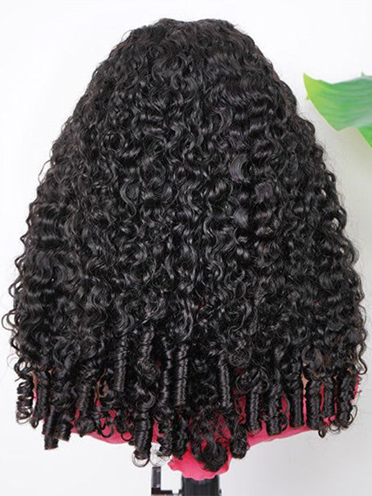 Kisslove Burmese Curly Hair 13x6 Full Lace Frontal Wig Pre Plucked Pull Go Drawstring Wig 250% Density