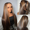 Bleached Knots Brown Highlight Wig Bone Straight 5x5 13x4 Lace Front Human Hair Wigs