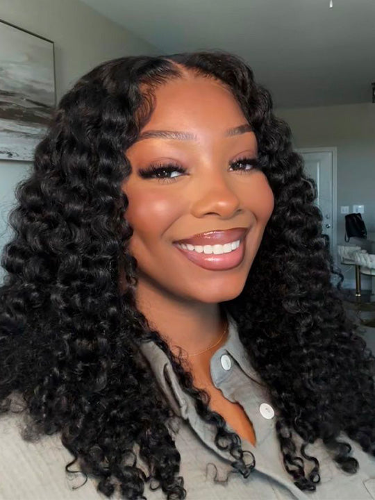 250% Density Burmese Kinky Curly 13x4 Lace Frontal Wig Pre Plucked Pull Go Drawstring Wig