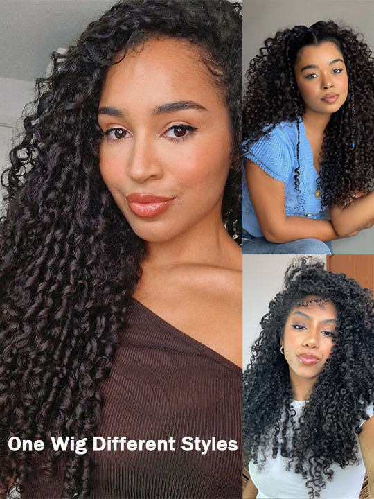 250% Density Burmese Kinky Curly 13x4 Lace Frontal Wig Pre Plucked Pull Go Drawstring Wig