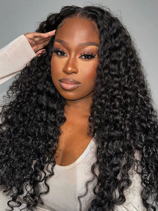 250% Density Burmese Kinky Curly 13x4 Lace Frontal Wig Pre Plucked Pull Go Drawstring Wig