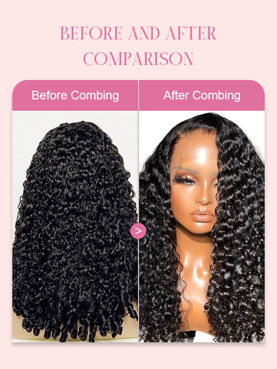 250% Density Burmese Kinky Curly 13x4 Lace Frontal Wig Pre Plucked Pull Go Drawstring Wig