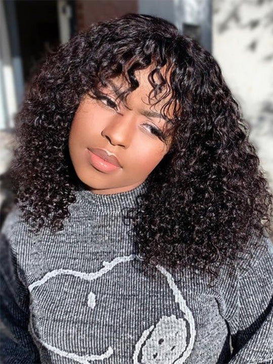 [Clearance] Bob Wig With Bangs Curly Hair 3x1 Lace Glueless Wig 100% Human Hair - KissLove Hair