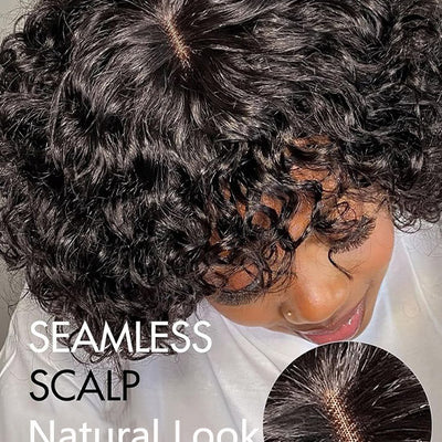 [Clearance] Bob Wig With Bangs Curly Hair 3x1 Lace Glueless Wig 100% Human Hair - KissLove Hair