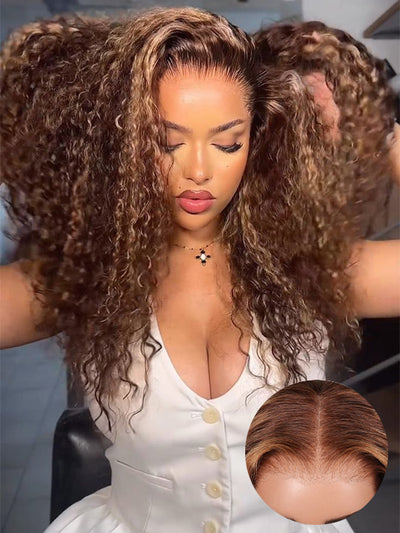 Highlight Wig Deep Wave Full 13x6 Lace Frontal Virgin Human Hair Wigs - KissLove Hair