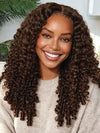 Burmese Curly Brown Highlight 13x6 Lace Frontal Wig Pre Everything Glueless Curly Human Hair Wig