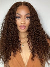Burmese Curly Brown Highlight 13x6 Lace Frontal Wig Pre Everything Glueless Curly Human Hair Wig