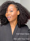 [3 In 1 Half Wig] 4C Kinky Edge Afro Curly Flip Over Pull Go Drawstring Protective Half Wig Beginner Friendly