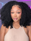 [3 In 1 Half Wig] 4C Kinky Edge Afro Curly Flip Over Pull Go Drawstring Protective Half Wig Beginner Friendly