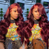 Air Wig Burgundy 13x4 Lace Wigs Wavy Human Hair - KissLove Hair