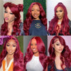 Air Wig Burgundy 13x4 Lace Wigs Wavy Human Hair - KissLove Hair