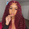 [Air Wig] 99J Burgundy 13x4 Lace Wig Deep Curly Human Hair