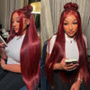 [Air Wig] 99J Burgundy 13x4 Lace Wig Straight Human Hair