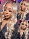 Ombre Ash Blonde Straight Hair Body Wave 13x4 Transparent Lace Frontal Wig Blonde With Brown Roots Hair