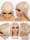 Bone Straight Ash Blonde Wig 13x4 13x6 HD Transparent Lace Human Hair Wigs