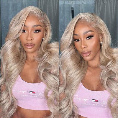 Ash Blonde Hair 360 HD Transparent Lace Human Hair Wigs 3D Body Wave - KissLove Hair