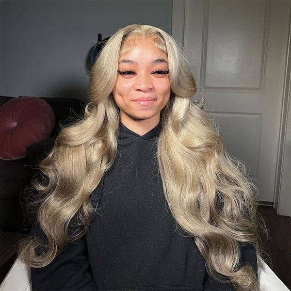 Ash Blonde 3D Body Wave / Straight Hair 4x4 5x5 Pre-Cut Lace Front Human Hair Wigs- KissLove Hair