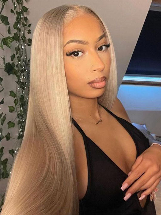 [Flash Sale] Ash Blonde Hair 13x4 Transparent Lace Front Wig 250% Density - KissLove Hair