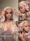 [Clearance] Ash Blonde 3D Body Wave 13x4 Lace Frontal Human Hair Wigs