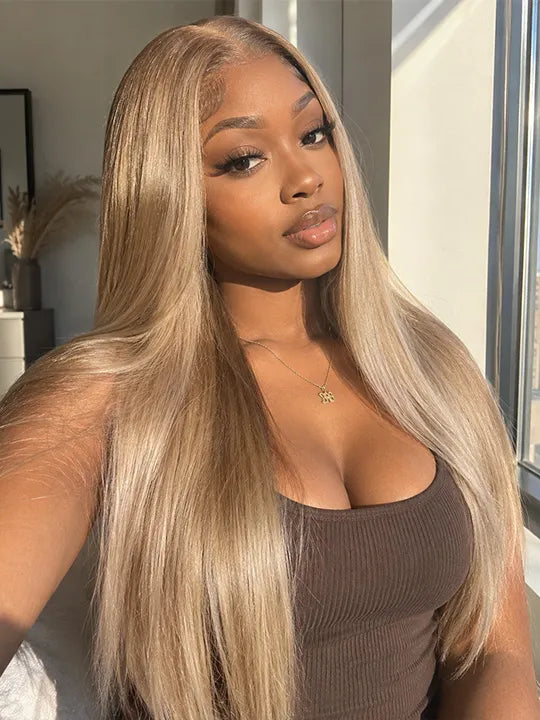 [Flash Sale] Luxury Silky Straight Ash Blonde 13x6 Lace Frontal Glueless Wig  | Pre-Plucked & Pre-Cut Ready to Wear Wig