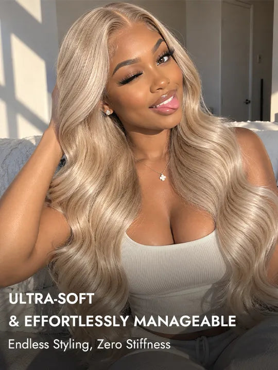 [Flash Sale] Luxury Ash Blonde 13x6 Lace Frontal Glueless Wig Pre-Plucked & Pre-Cut Ready to Wear Wig
