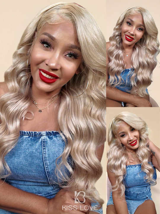 [Wear &amp; Go] Bye Bye Knots Balayage blond avec cheveux bruns à reflets sans colle 5x5 perruque en dentelle