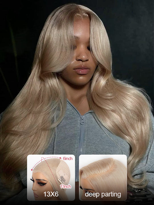 [$100 Off Sale] Butterfly Curtain Bangs Body Wave 13x6 Lace Front Human Hair Wigs