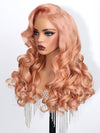 Kisslove Ash Pink Blonde Hair 3D Loose Body Wave Wig Dusty Rose Pink Color Pull Go Drawstring Wig