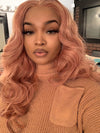 Kisslove Ash Pink Blonde Hair 3D Loose Body Wave Wig Dusty Rose Pink Color Pull Go Drawstring Wig