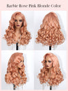 Kisslove Ash Pink Blonde Hair 3D Loose Body Wave Wig Dusty Rose Pink Color Pull Go Drawstring Wig