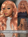 Kisslove Ash Pink Blonde Hair 3D Loose Body Wave Wig Dusty Rose Pink Color Pull Go Drawstring Wig