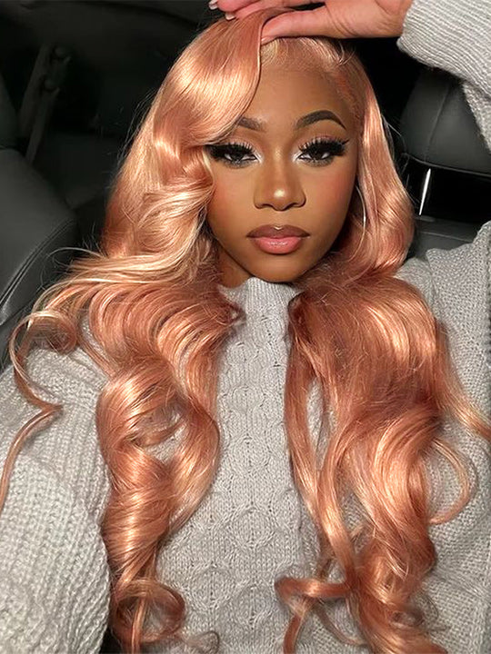 Kisslove Ash Pink Blonde Hair 3D Loose Body Wave Wig Dusty Rose Pink Color Pull Go Drawstring Wig - KissLove Hair