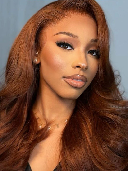 Kisslove Pre-Everything Auburn Copper Brown 3D Body Wave Wig Colored 360 Lace Wigs - KissLove Hair