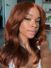 Kisslove Pre-Everything Auburn Copper Brown 3D Body Wave Wig Colored 360 Lace Wigs