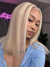 Blonde Bob Wig Glueless HD Transparent Lace Short Bob Wigs with Milktea Brown Balayage Highlights