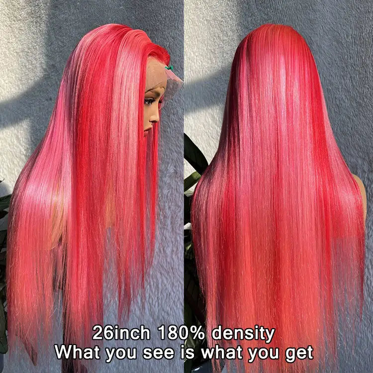 Pink Highlight Wig 13x4 HD Lace Frontal Wigs Straight Human Hair
