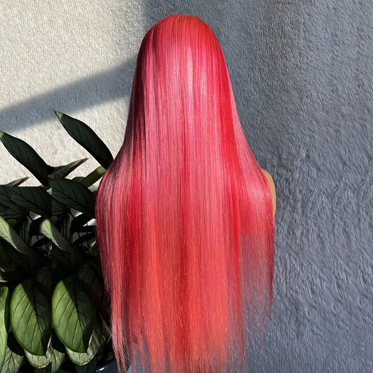Pink Highlight Wig 13x4 HD Lace Frontal Wigs Straight Human Hair