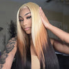 Blonde Brown Ombre Wig Bone Straight 13x4 HD Lace Front Human Hair Wigs